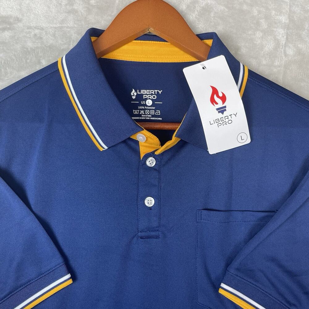 Liberty Pro Polo Shirt Set of 2 Men's Large White Blue Size Golf Preppy NWT
